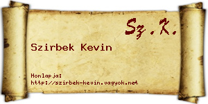 Szirbek Kevin névjegykártya